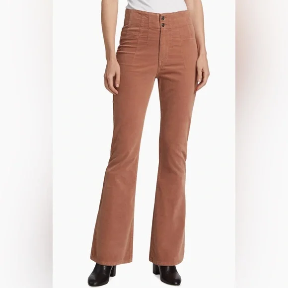🌻🆕FREE PEOPLE We The Free Jayde Cord Flare Jeans-Sunburn Color - Picture 9 of 16